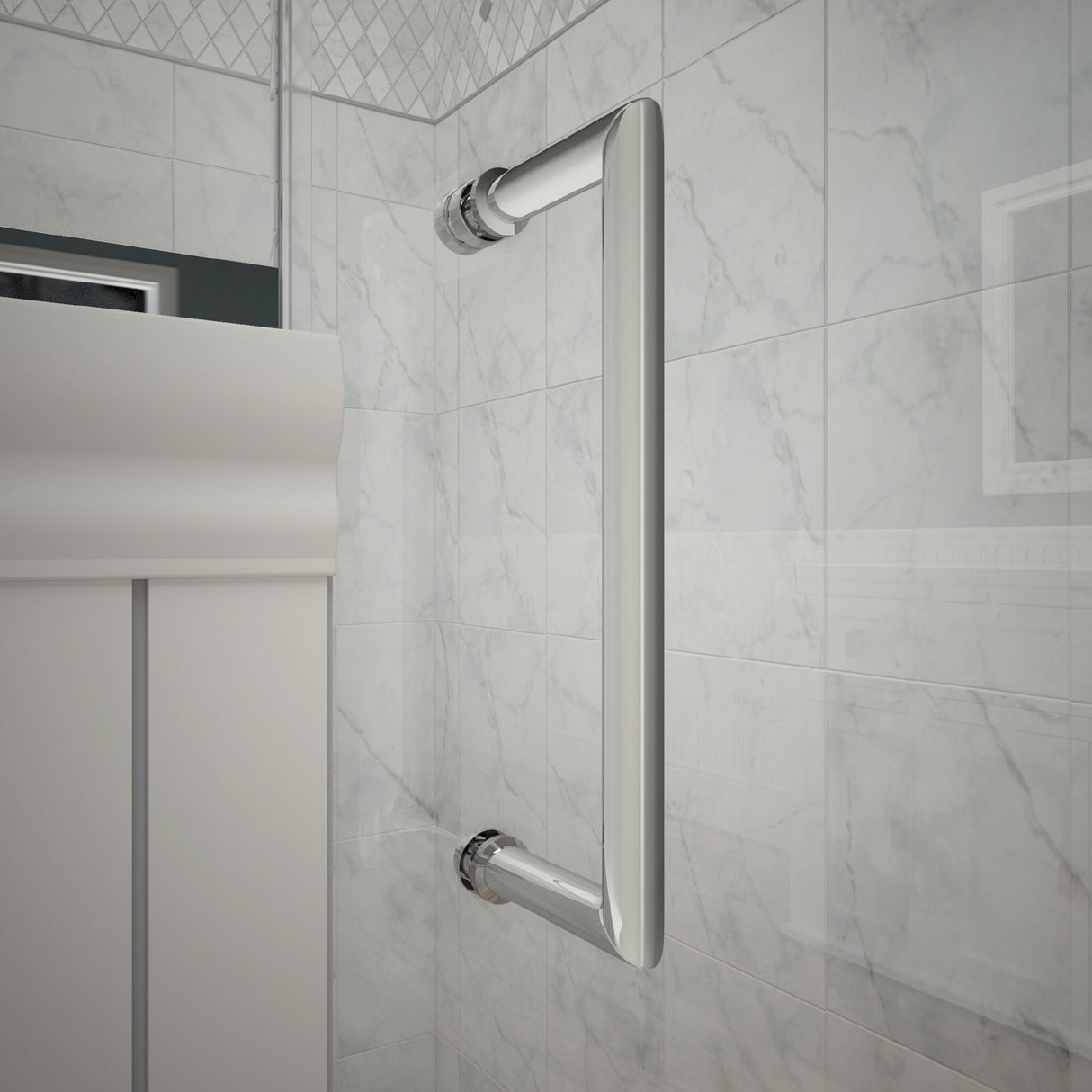 DreamLine Unidoor 50-51 in. W x 72 in. H Frameless Hinged Shower Door with Support Arm in Chrome