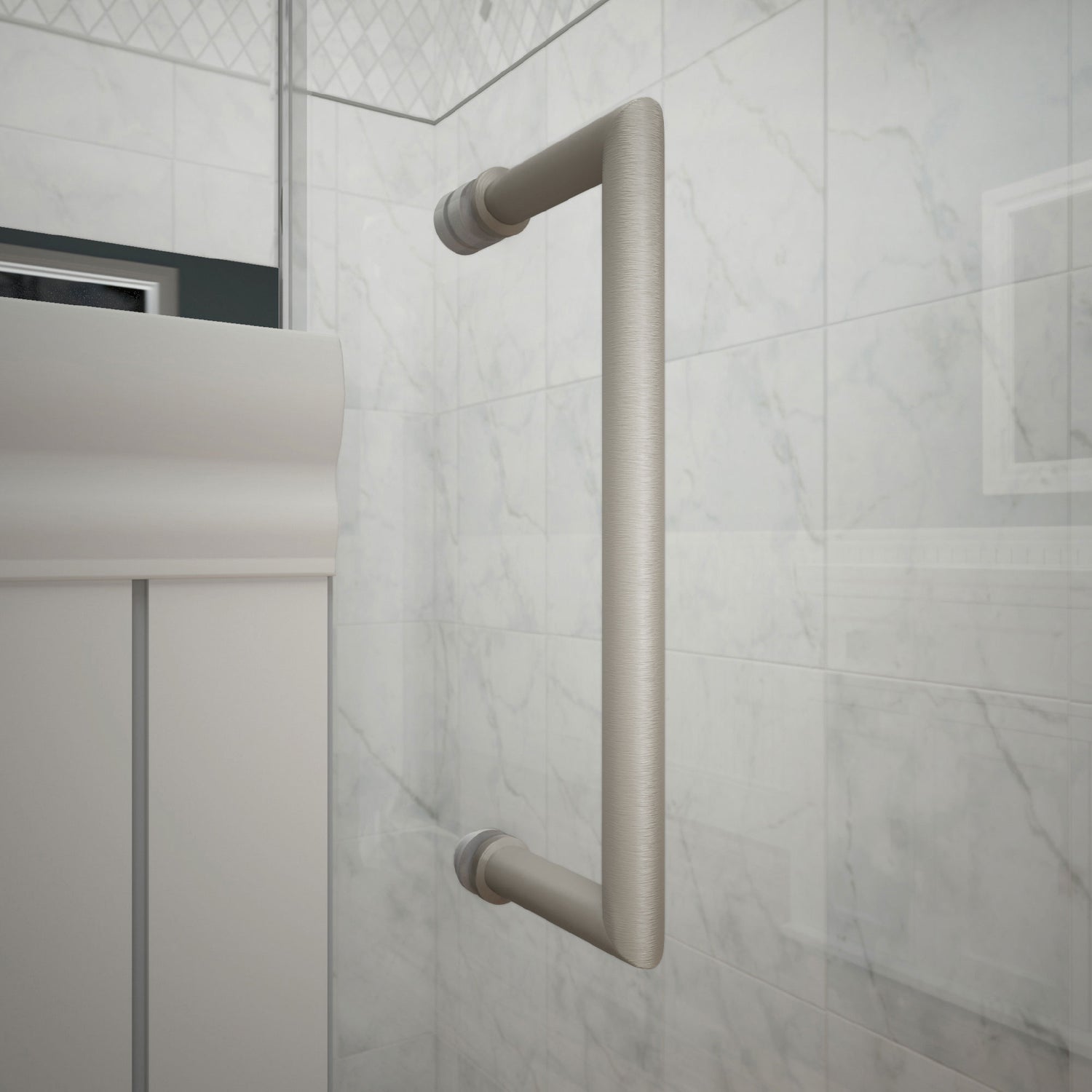 DreamLine Unidoor Plus 50-50 1/2 in. W x 72 in. H Frameless Hinged Shower Door in Brushed Nickel