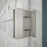 DreamLine Unidoor 41-42 in. W x 72 in. H Frameless Hinged Shower Door with Shelves in Brushed Nickel