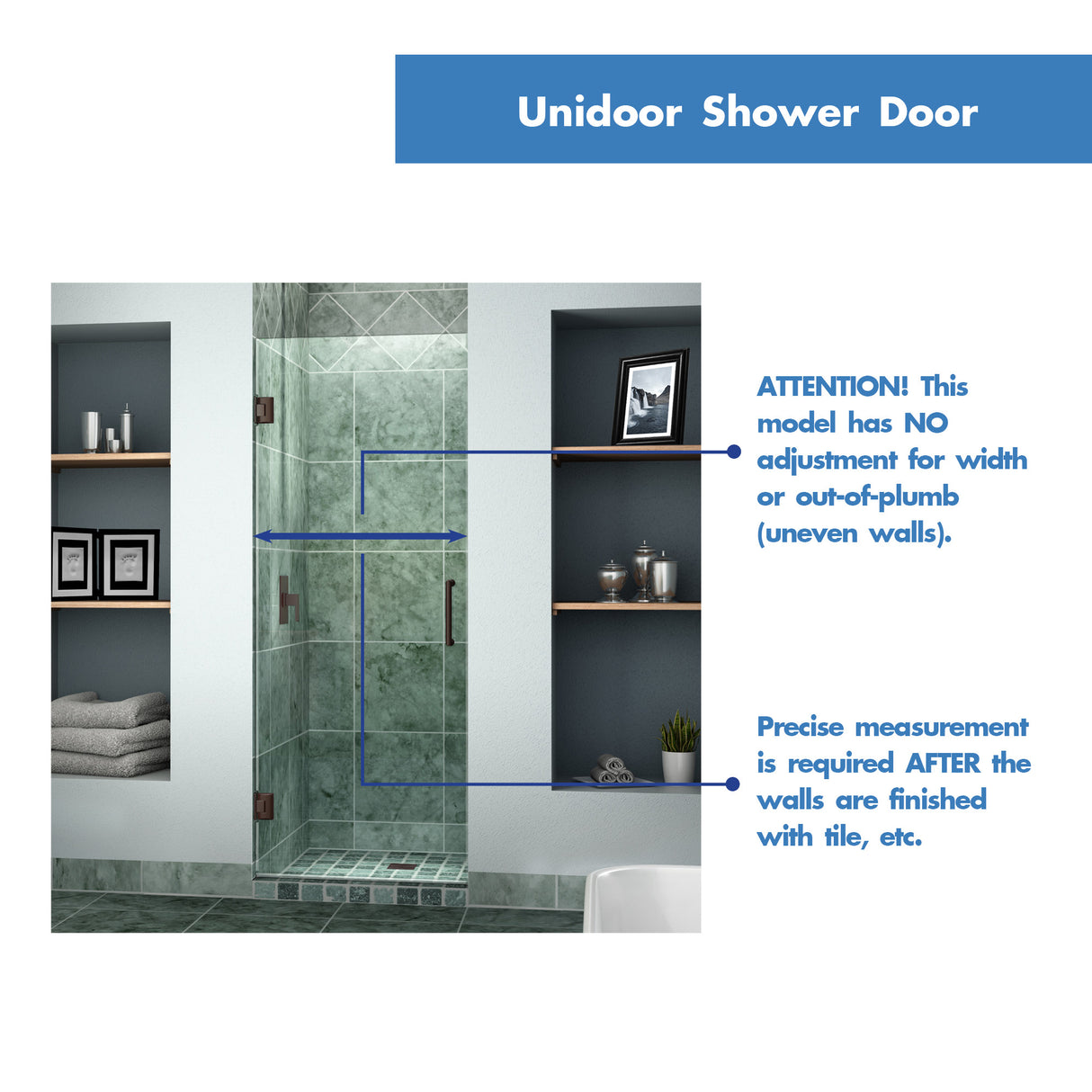 DreamLine Unidoor 30 in. W x 72 in. H Frameless Hinged Shower Door in Satin Black