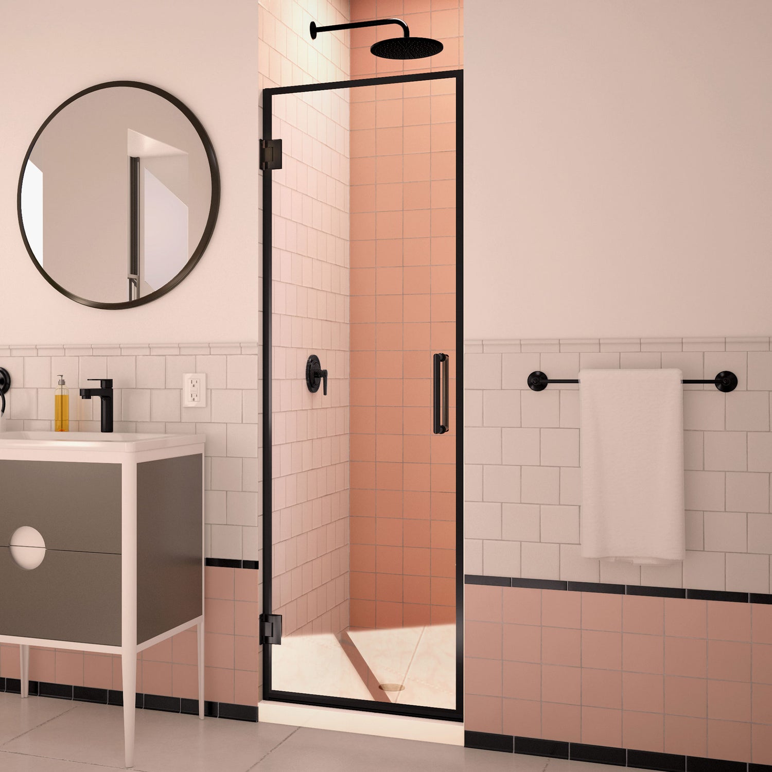 DreamLine Unidoor Edge 24 in. W x 72 in. H Frameless Hinged Shower Door in Satin Black