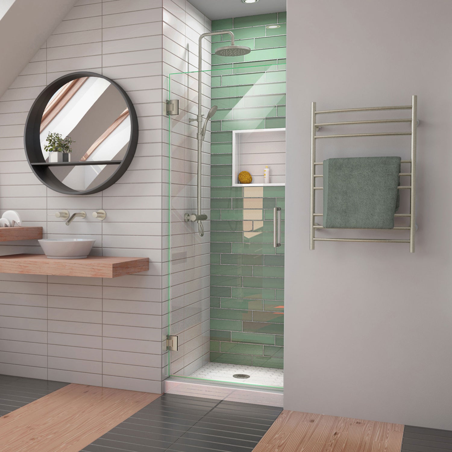 DreamLine Unidoor-LS 26 in. W x 72 in. H Frameless Hinged Shower Door in Brushed Nickel