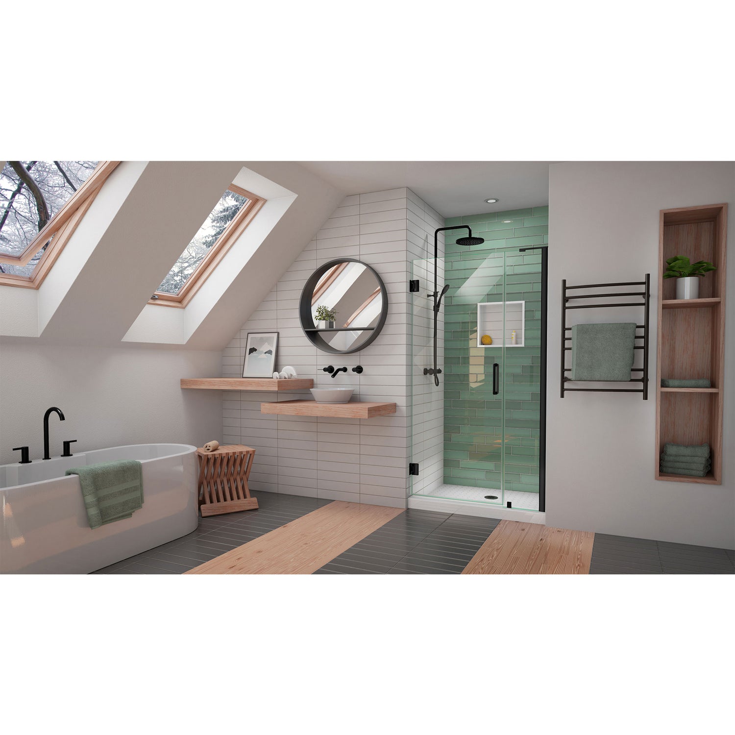 DreamLine Unidoor-LS 39-40 in. W x 72 in. H Frameless Hinged Shower Door in Satin Black