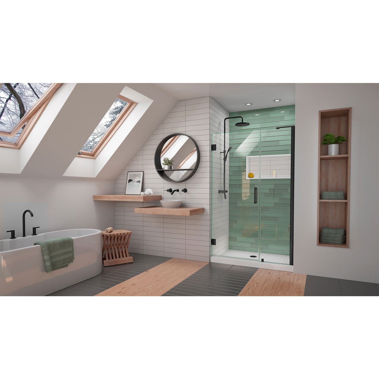 DreamLine Unidoor-LS 47-48 in. W x 72 in. H Frameless Hinged Shower Door in Satin Black