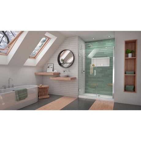 DreamLine Unidoor-LS 48-49 in. W x 72 in. H Frameless Hinged Shower Door with L-Bar in Chrome