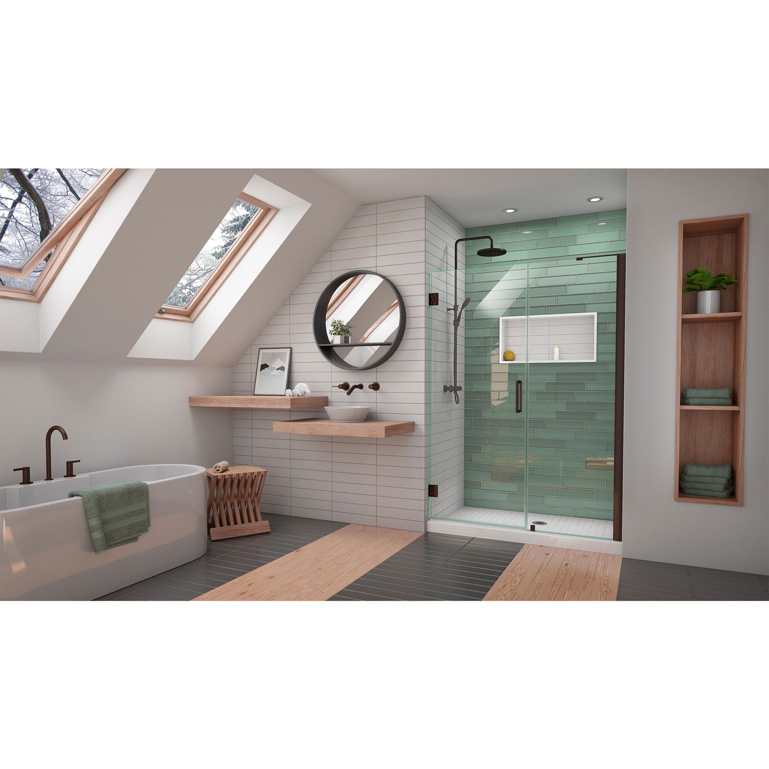 DreamLine Unidoor-LS 53-54 in. W x 72 in. H Frameless Hinged Shower Door in Oil Rubbed Bronze