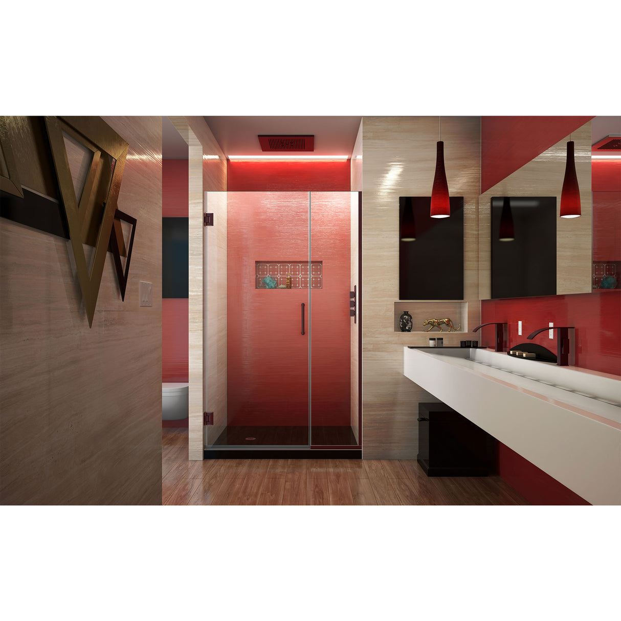 DreamLine Unidoor Plus 44-44 1/2 in. W x 72 in. H Frameless Hinged Shower Door in Oil Rubbed Bronze