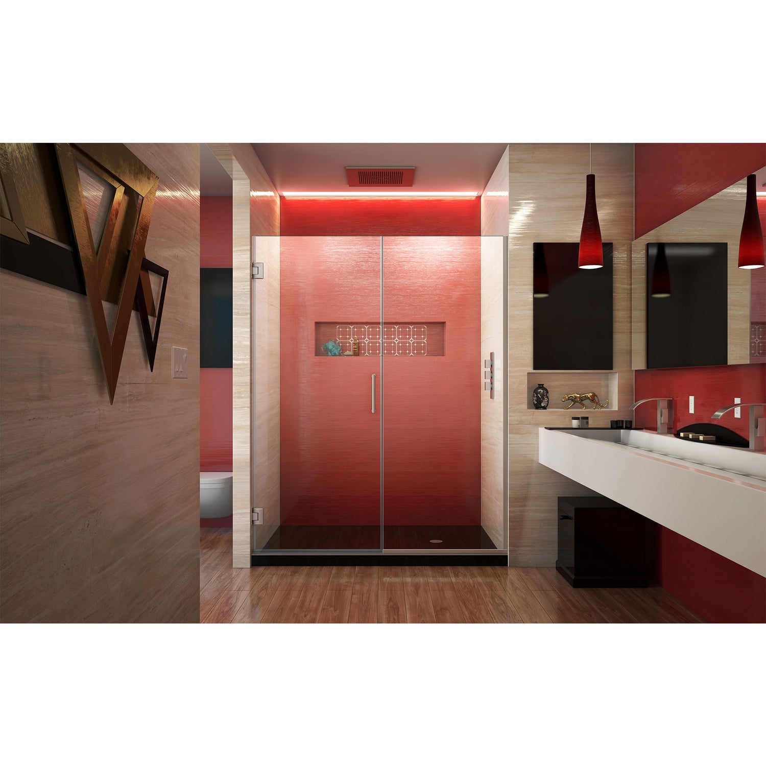 DreamLine Unidoor Plus 57-57 1/2 in. W x 72 in. H Frameless Hinged Shower Door in Brushed Nickel