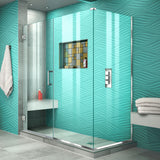 DreamLine Unidoor Plus 57 in. W x 34 3/8 in. D x 72 in. H Frameless Hinged Shower Enclosure in Chrome