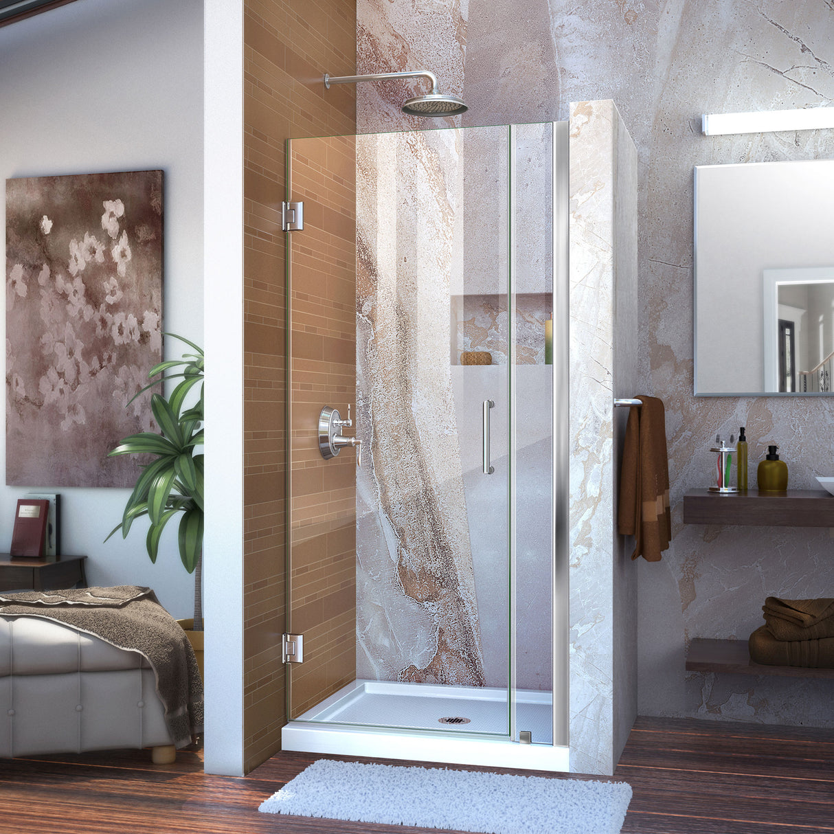 DreamLine Unidoor 32-33 in. W x 72 in. H Frameless Hinged Shower Door in Chrome