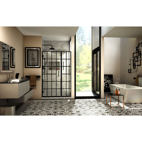 DreamLine Unidoor Toulon 46-46 1/2 in. W x 72 in. H Frameless Hinged Shower Door in Satin Black