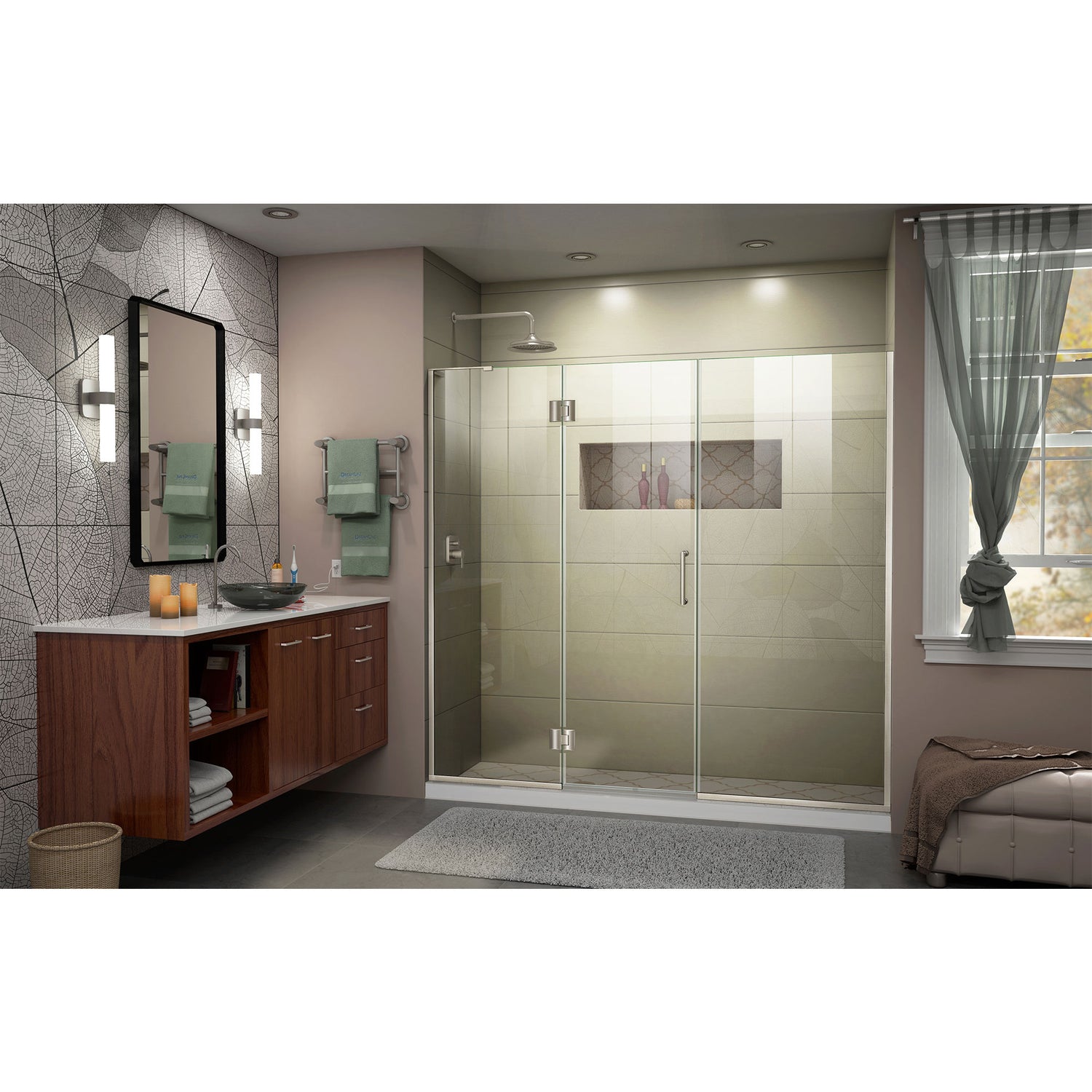 DreamLine Unidoor-X 62-62 1/2 in. W x 72 in. H Frameless Hinged Shower Door in Brushed Nickel