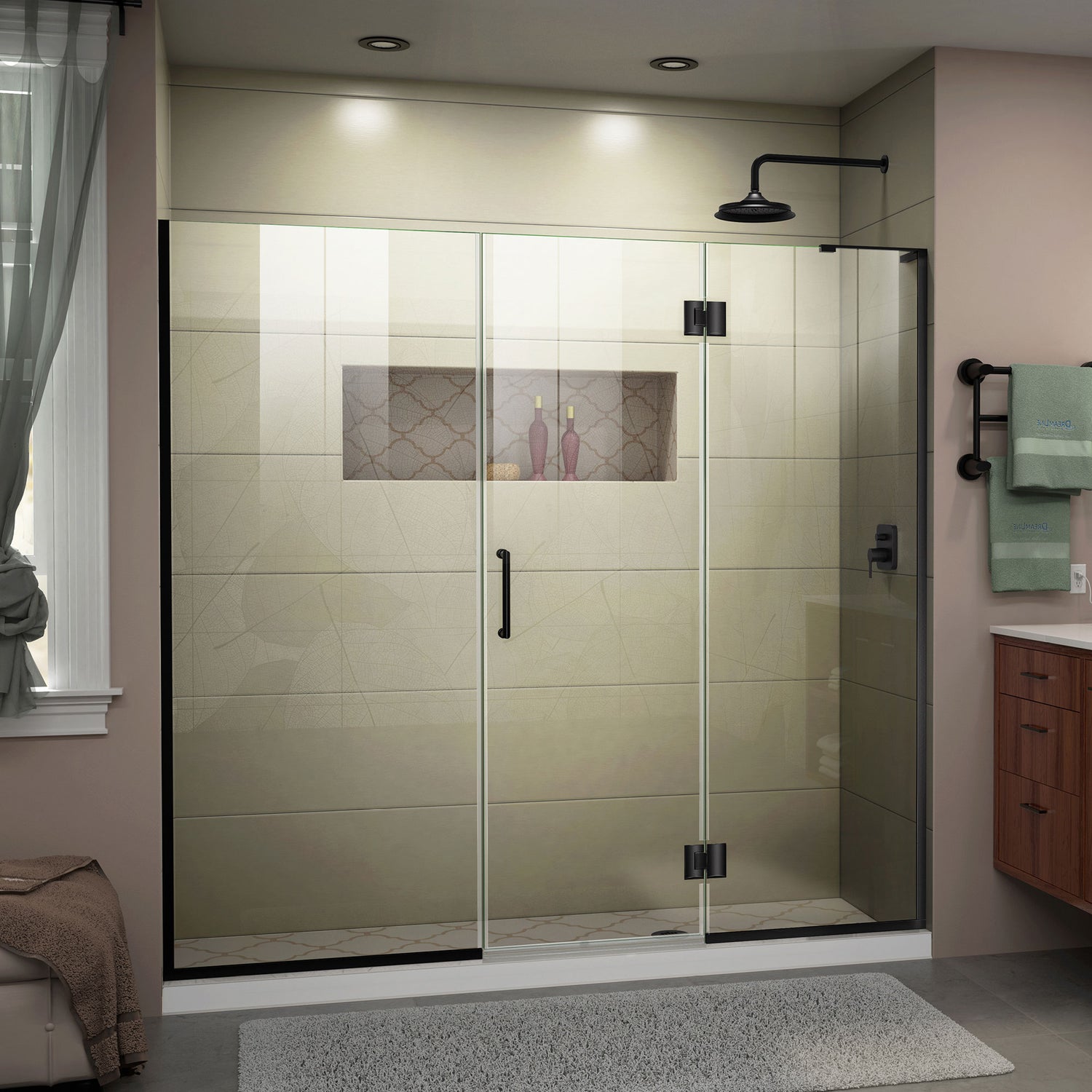 DreamLine Unidoor-X 66-66 1/2 in. W x 72 in. H Frameless Hinged Shower Door in Satin Black