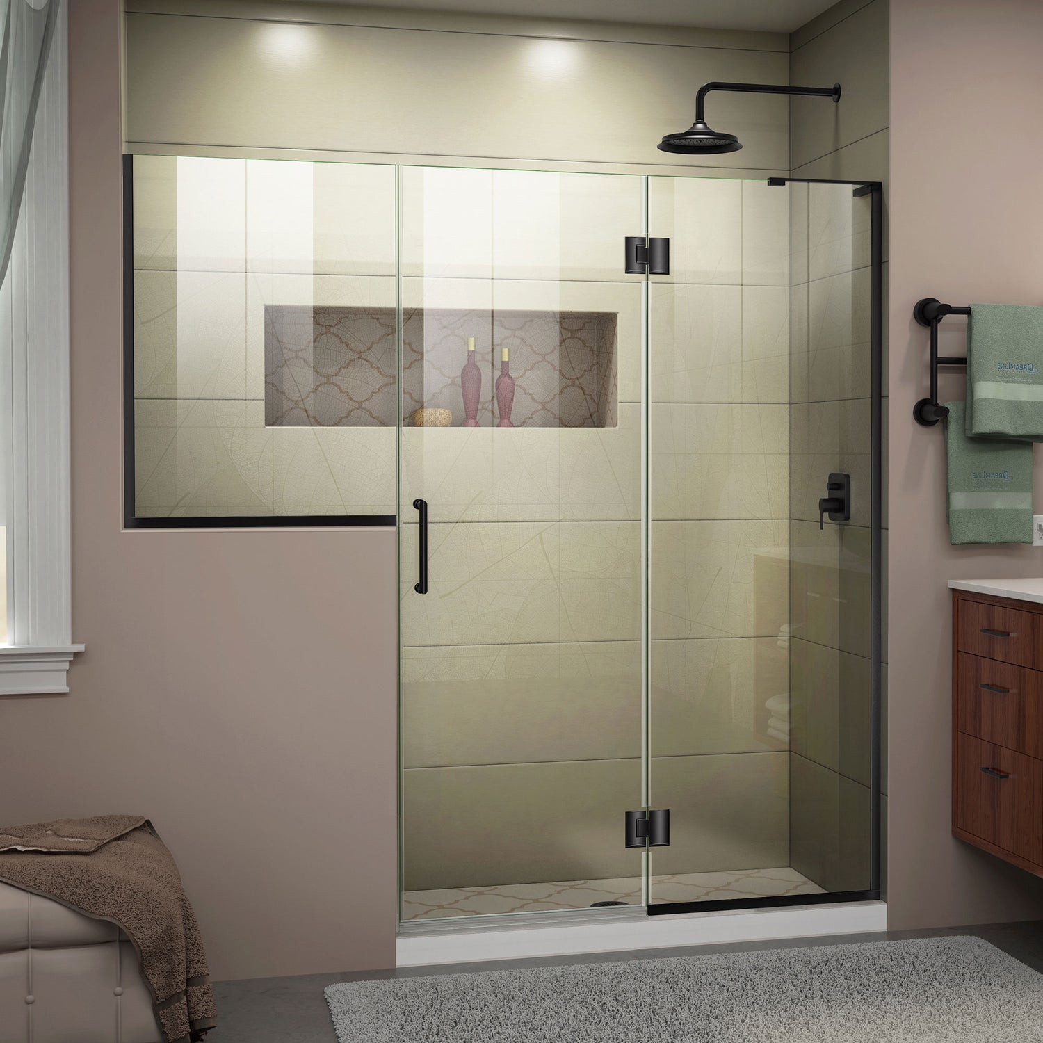 DreamLine Unidoor-X 72-72 1/2 in. W x 72 in. H Frameless Hinged Shower Door in Satin Black