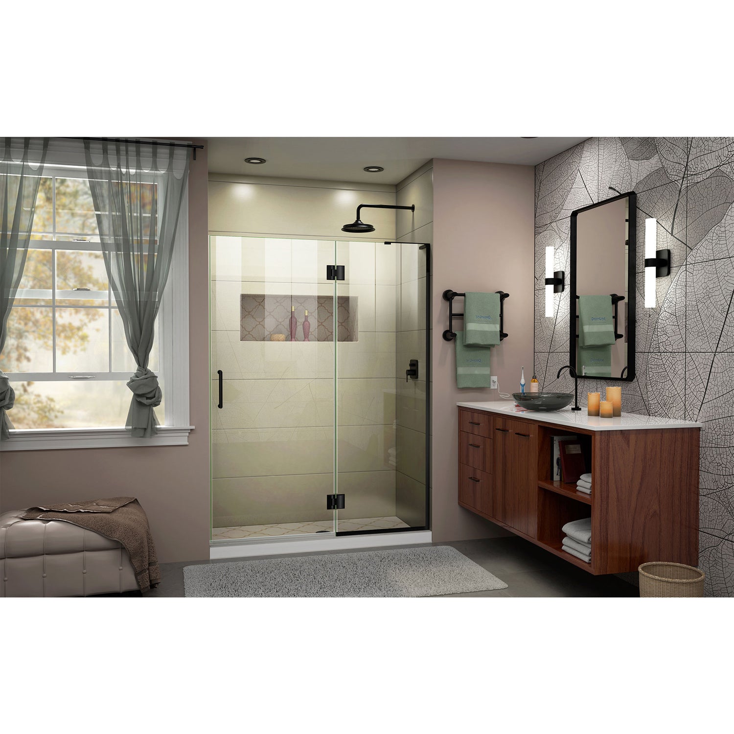 DreamLine Unidoor-X 54 in. W x 72 in. H Frameless Hinged Shower Door in Satin Black