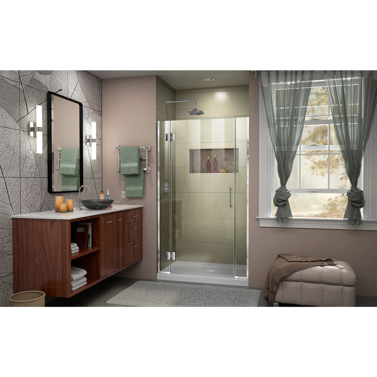 DreamLine Unidoor-X 42 1/2-43 in. W x 72 in. H Frameless Hinged Shower Door in Chrome