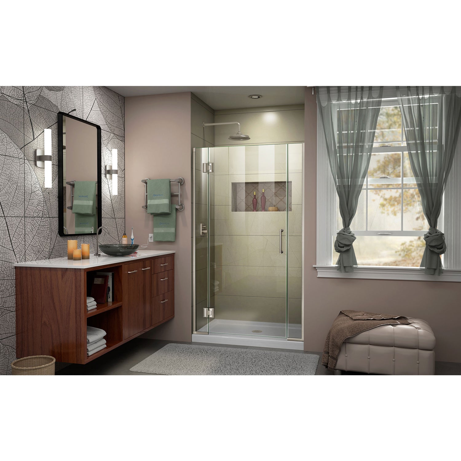 DreamLine Unidoor-X 41 1/2-42 in. W x 72 in. H Frameless Hinged Shower Door in Brushed Nickel