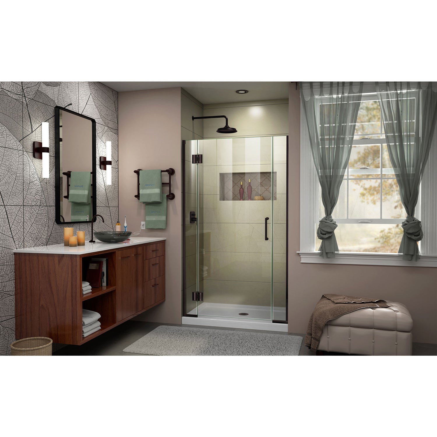DreamLine Unidoor-X 38-38 1/2 in. W x 72 in. H Frameless Hinged Shower Door in Oil Rubbed Bronze