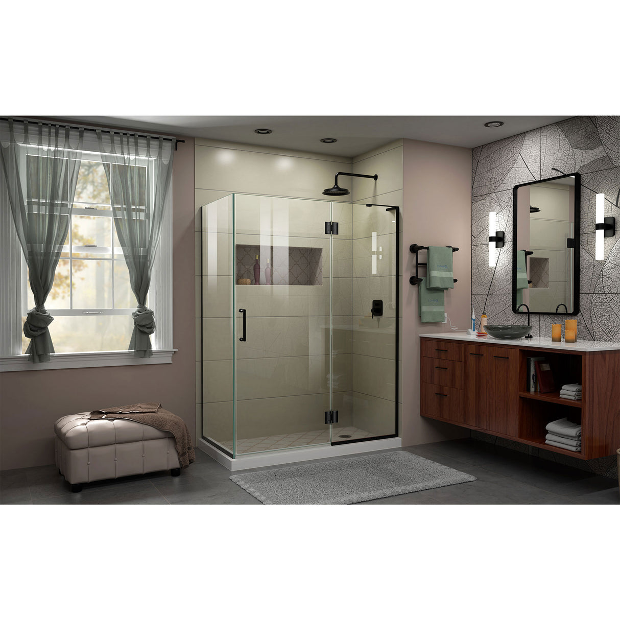 DreamLine Unidoor-X 48 3/8 in. W x 34 in. D x 72 in. H Frameless Hinged Shower Enclosure in Satin Black