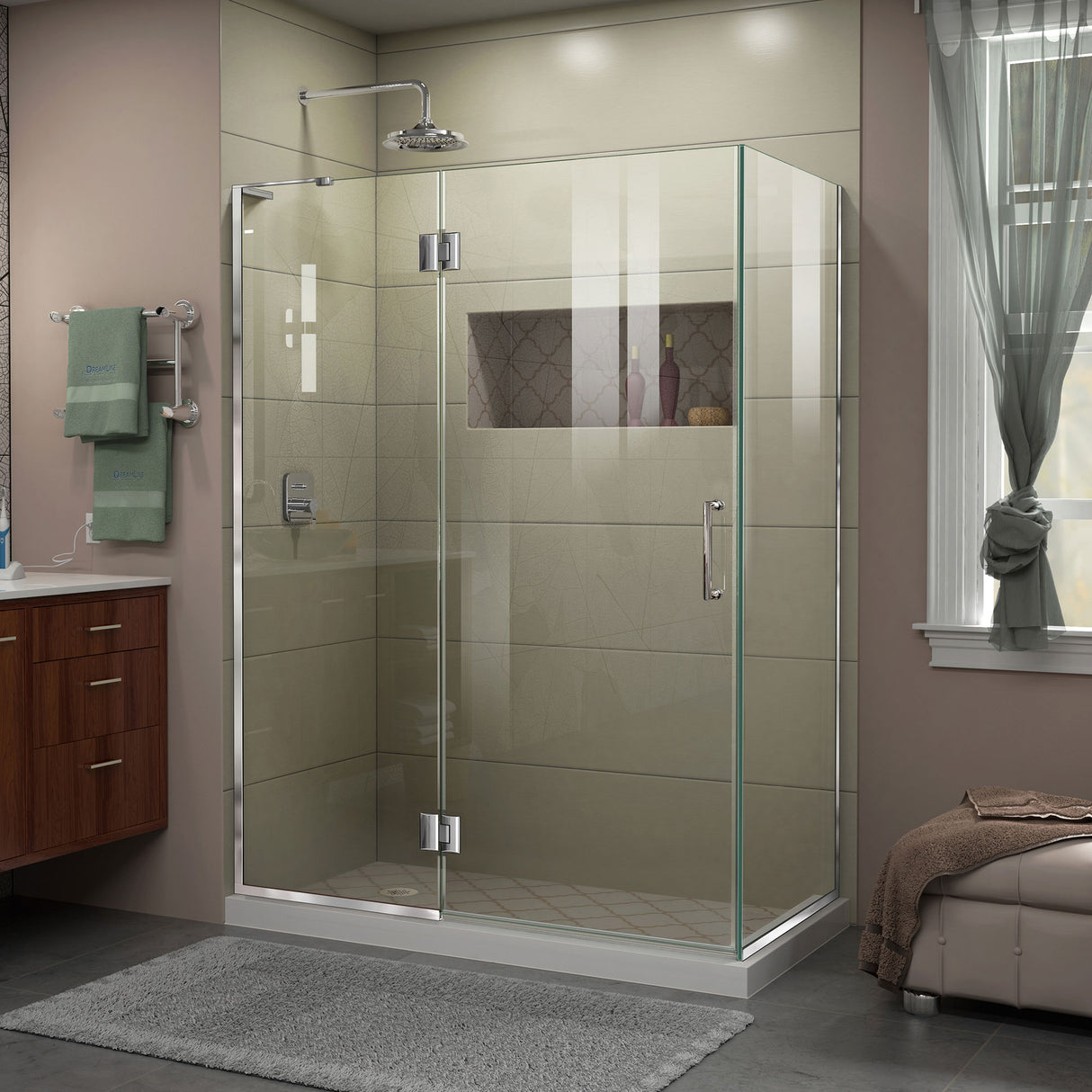 DreamLine Unidoor-X 47 3/8 in. W x 34 in. D x 72 in. H Frameless Hinged Shower Enclosure in Chrome