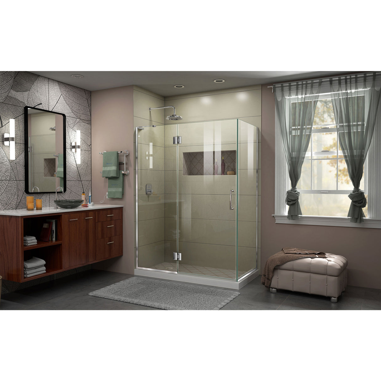 DreamLine Unidoor-X 47 3/8 in. W x 34 in. D x 72 in. H Frameless Hinged Shower Enclosure in Chrome