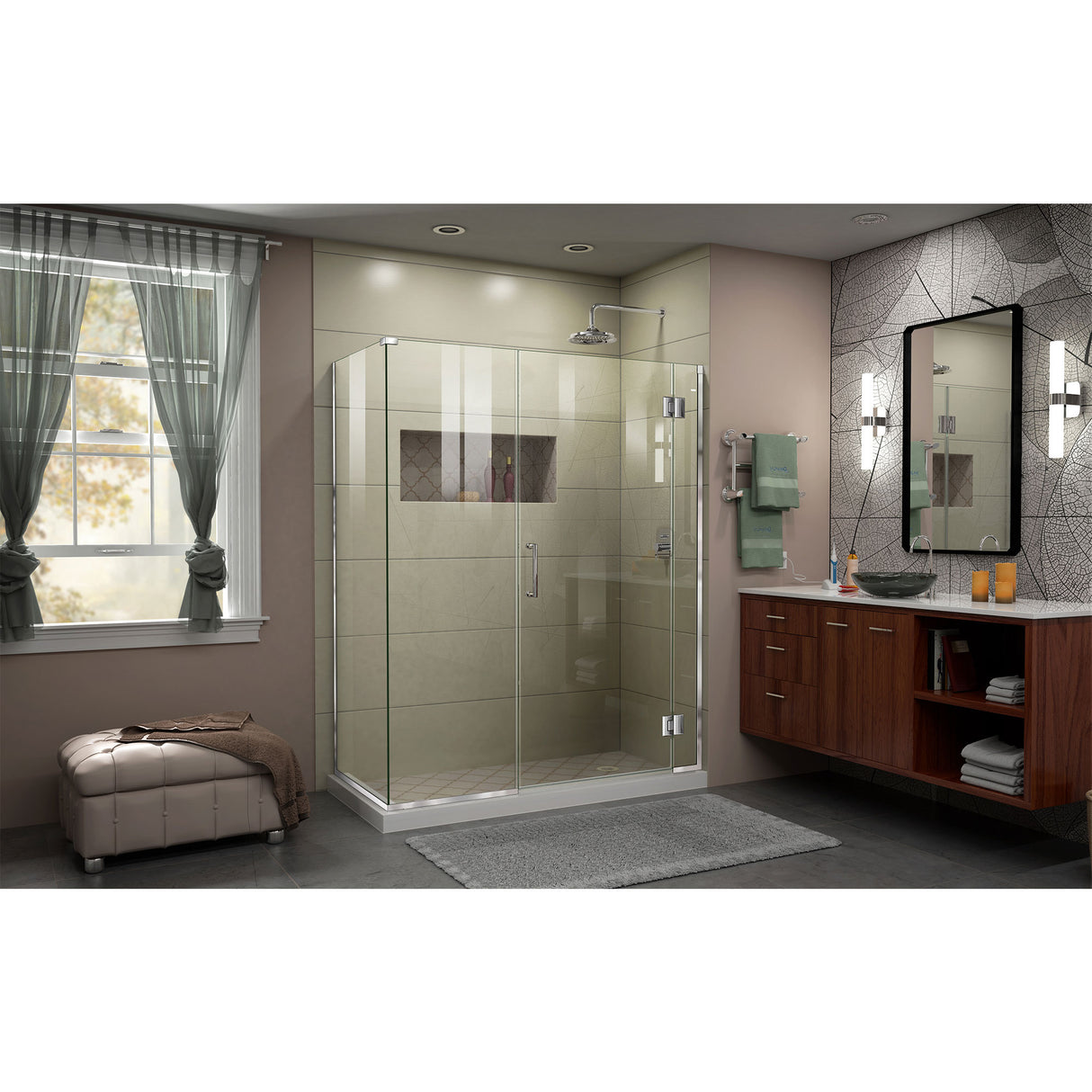 DreamLine Unidoor-X 60 in. W x 34 3/8 in. D x 72 in. H Frameless Hinged Shower Enclosure in Chrome