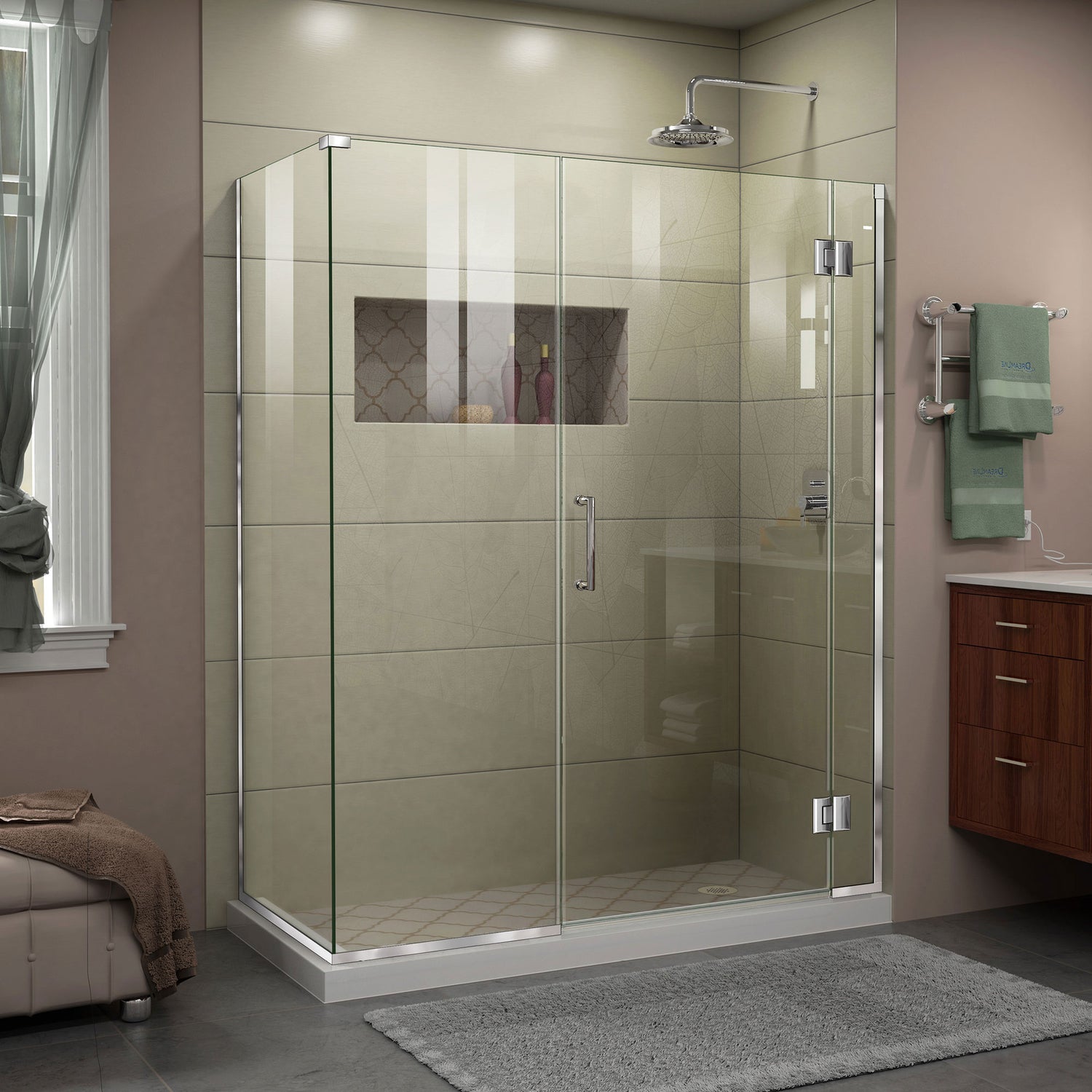 DreamLine Unidoor-X 48 in. W x 34 3/8 in. D x 72 in. H Frameless Hinged Shower Enclosure in Chrome