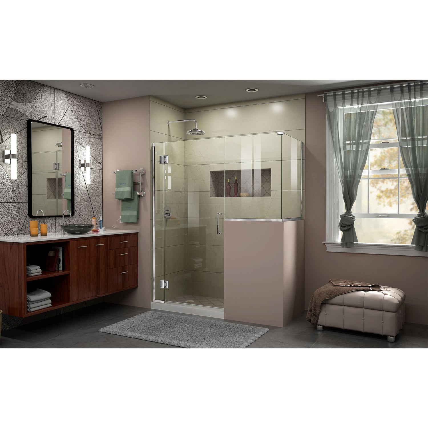 DreamLine Unidoor-X 58 in. W x 30 3/8 in. D x 72 in. H Frameless Hinged Shower Enclosure in Chrome
