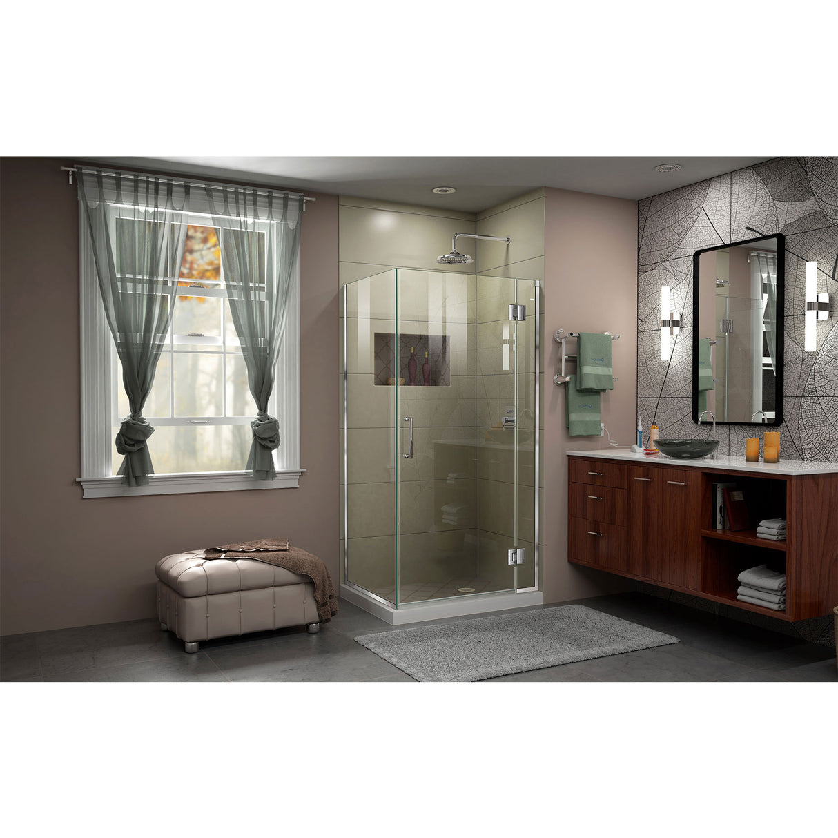 DreamLine Unidoor-X 36 3/8 in. W x 34 in. D x 72 in. H Frameless Hinged Shower Enclosure in Chrome