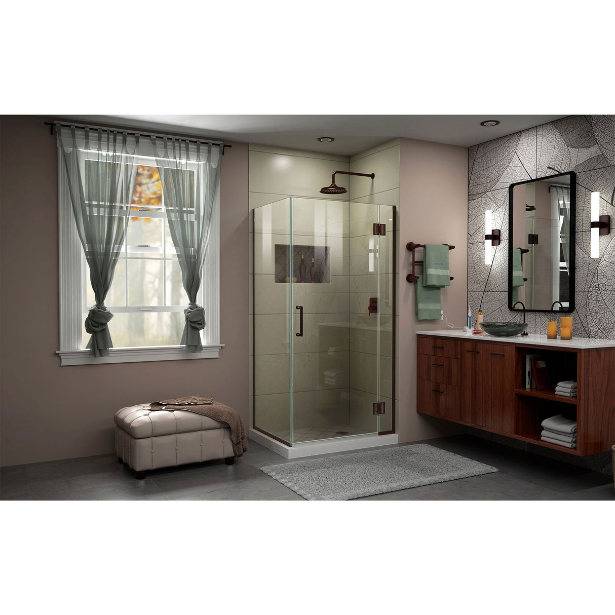 DreamLine Unidoor-X 34 3/8 W x 34 in. D x 72 in. H Frameless Hinged Shower Enclosure in Oil Rubbed Bronze