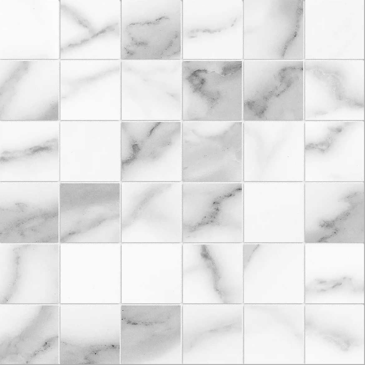 Anatolia 2X2 Mosaic Lumino Statuario Matte Porcelain Tile 4501-0575-0 *** 1 Sheet = .96 Sf *** Statuario 2x2 - premium natural stone mosaic tile from Anatolia Tile, available at PoshHaus showroom in Keene, NH