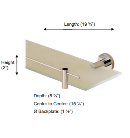 Valsan - PORTO Glass Shelf with Gallery 20”, 24"