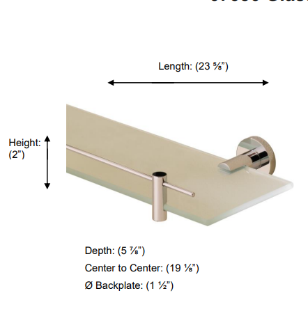 Valsan - PORTO Glass Shelf with Gallery 20”, 24"