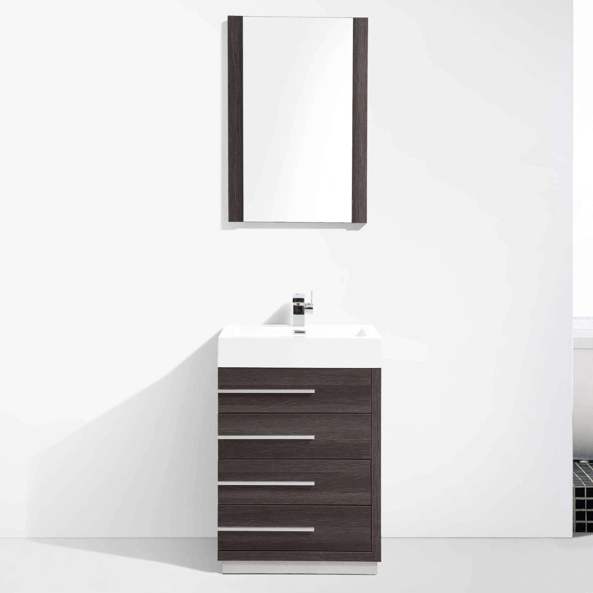 Blossom Barcelona 30" Bath Vanity in White / Dark Oak with Acrylic Sink & Mirror