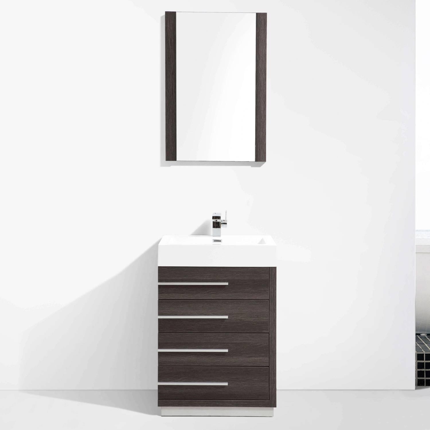 Blossom Barcelona 30" Bath Vanity in White / Dark Oak with Acrylic Sink & Mirror