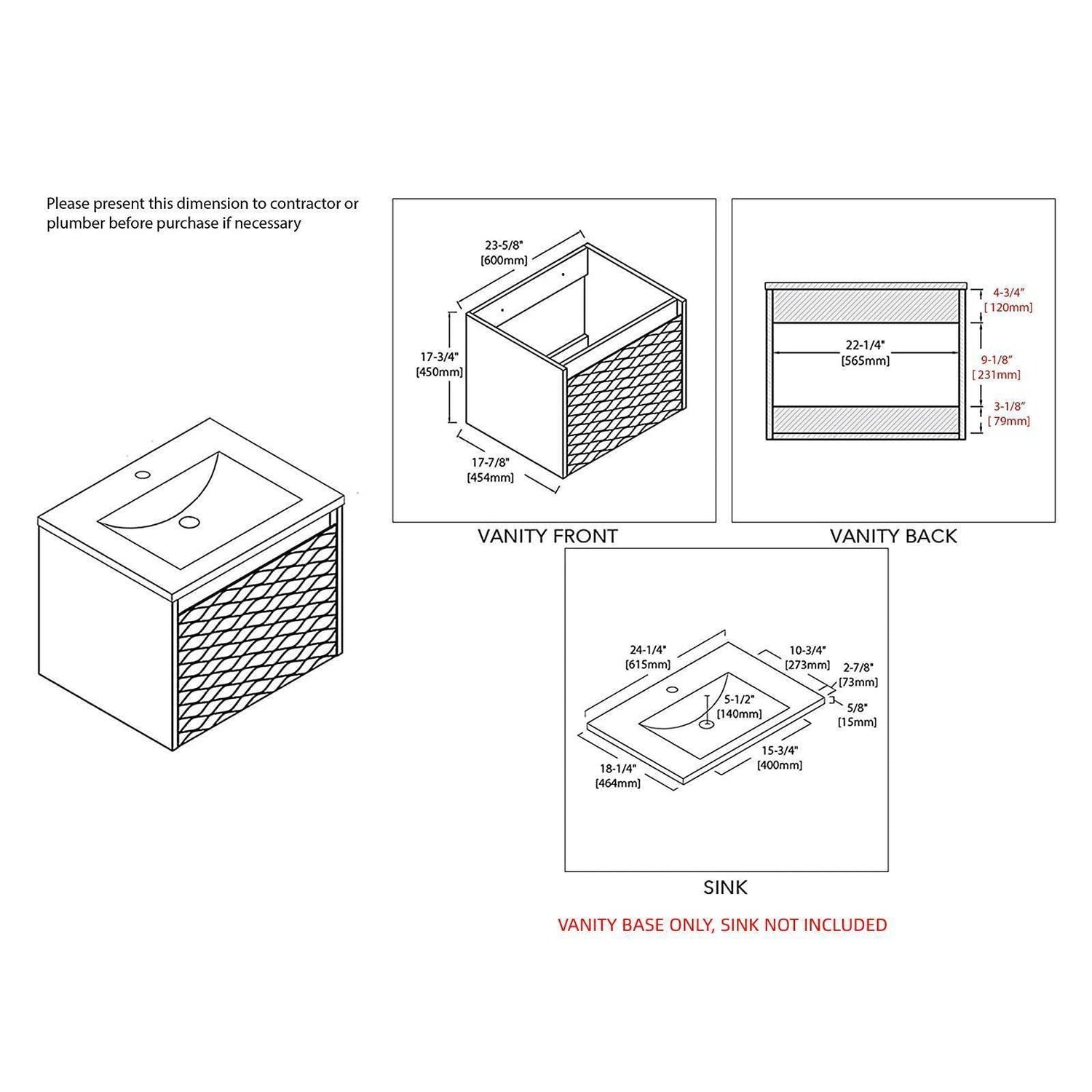 Blossom Paris 30" White Vanity Base with Ceramic Sink and Mirror