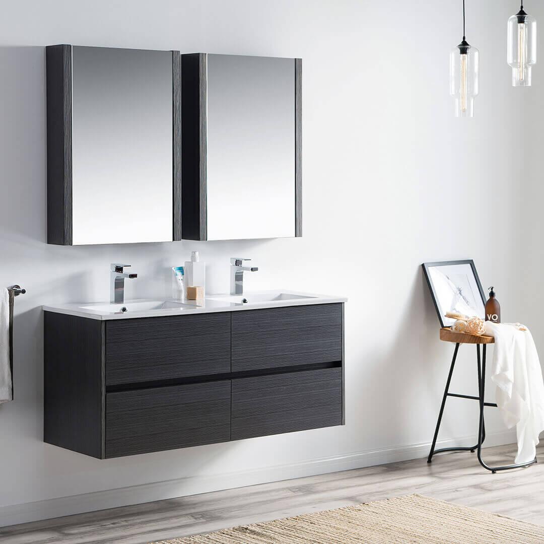 Blossom Valencia 48" Double Vanity, Mirror, Mirrored Medicine Cabinet