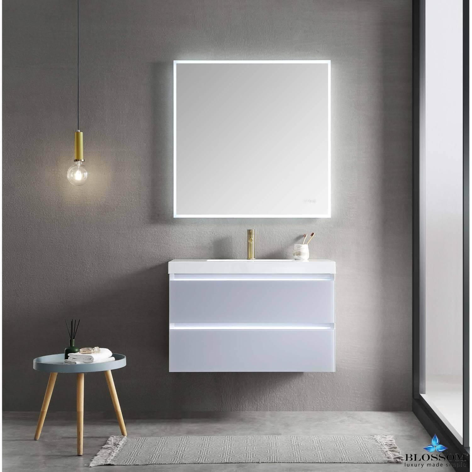 Jena 36" Vanity Base in Calacatta White / Light Grey with Ceramic / Acrylic Sink