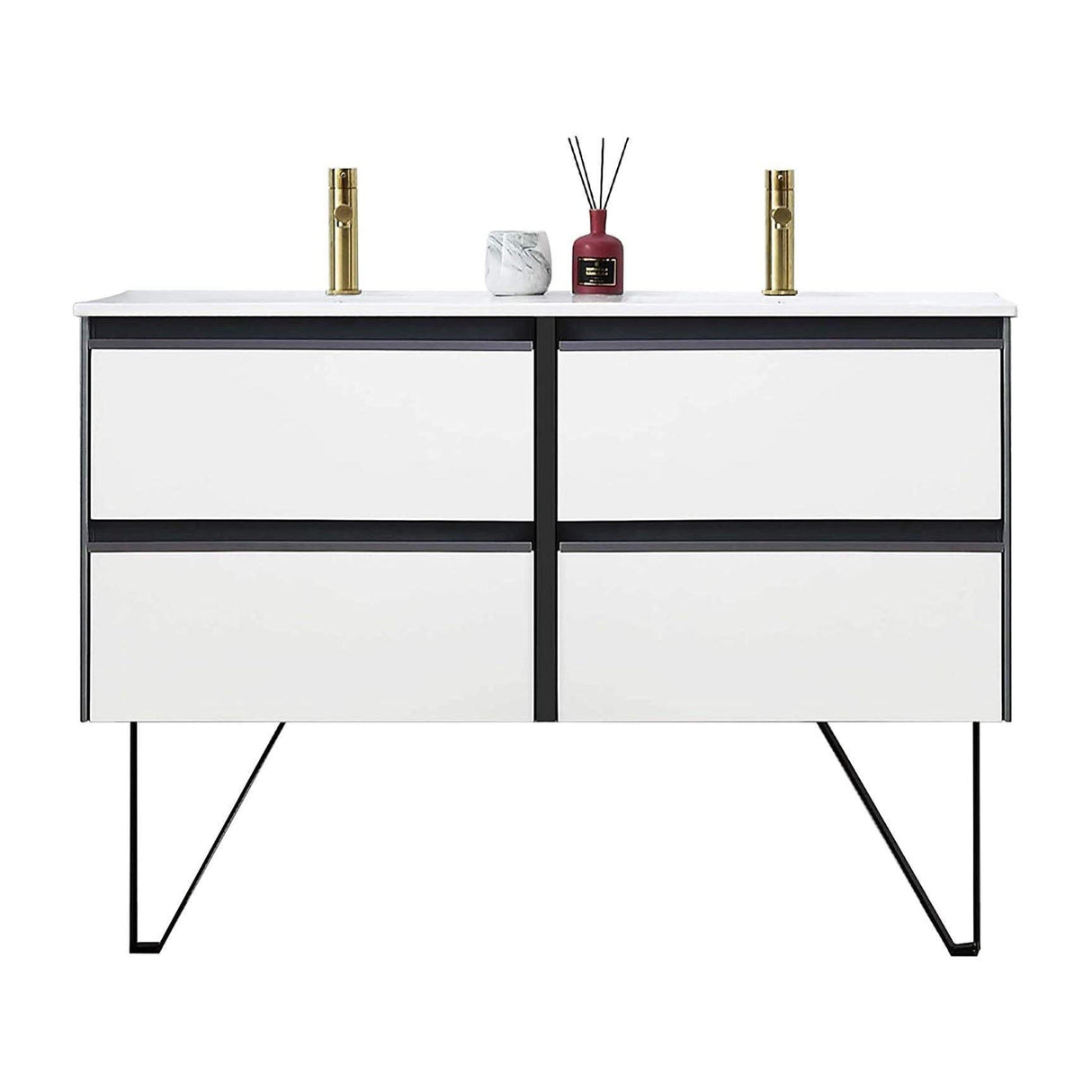 Blossom Berlin White 48" Double Vanity Base with Acrylic Sinks.