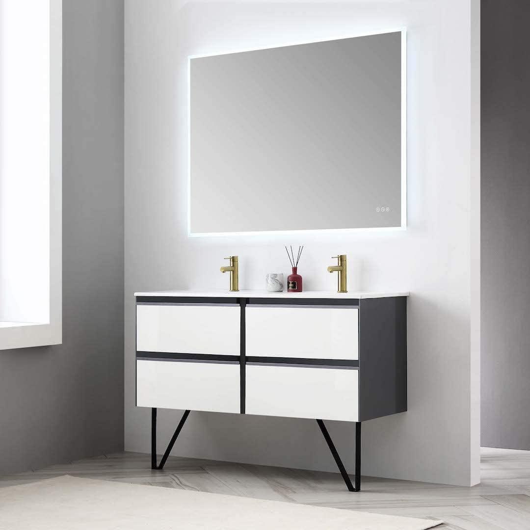 Blossom Berlin White 48" Double Vanity Base with Acrylic Sinks.