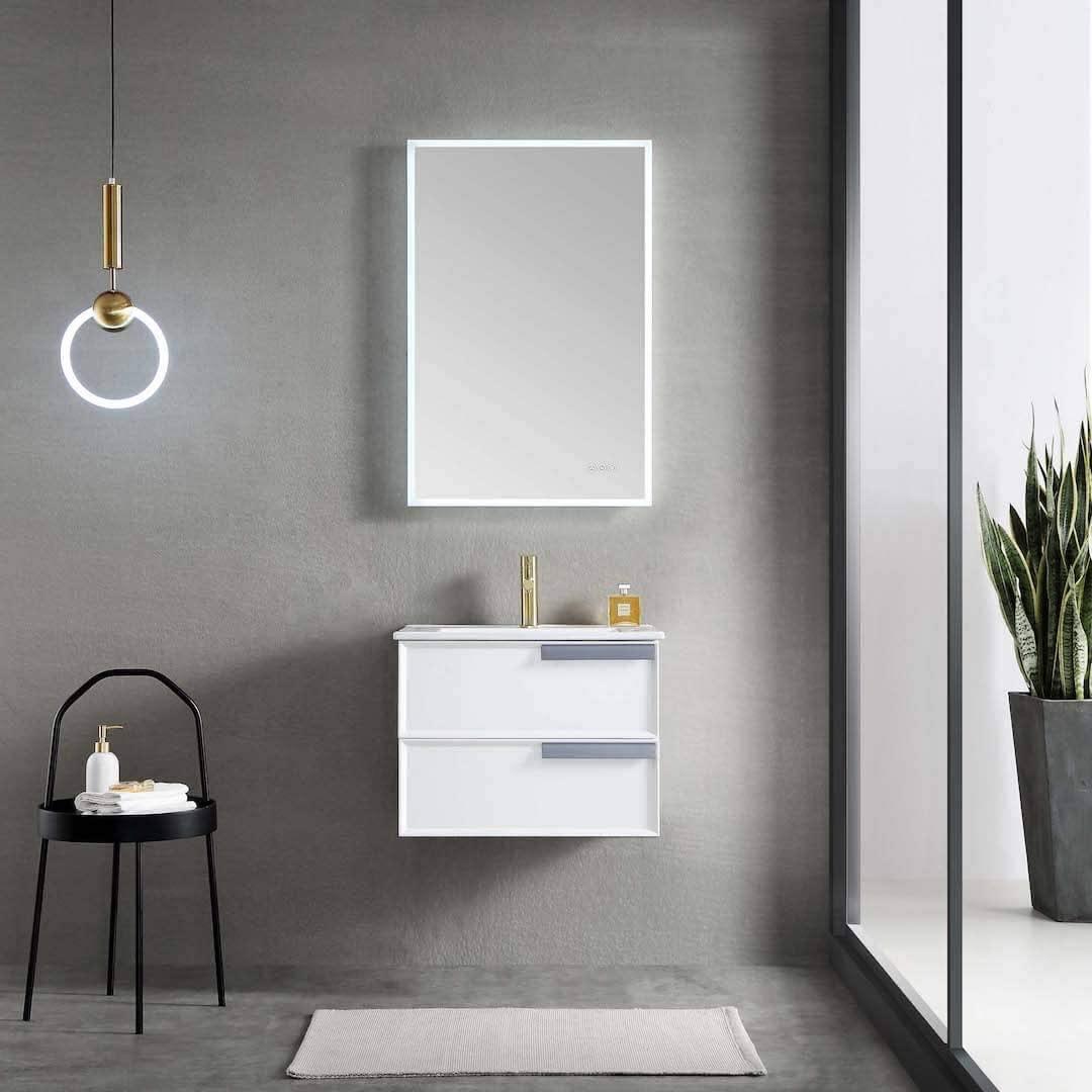 Blossom Sofia 24 Inch Vanity Base in White / Matte Gray. Available with Acrylic Sink