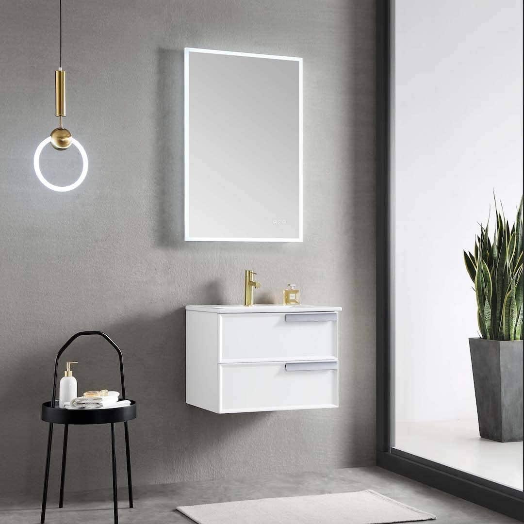 Blossom Sofia 24 Inch Vanity Base in White / Matte Gray. Available with Acrylic Sink