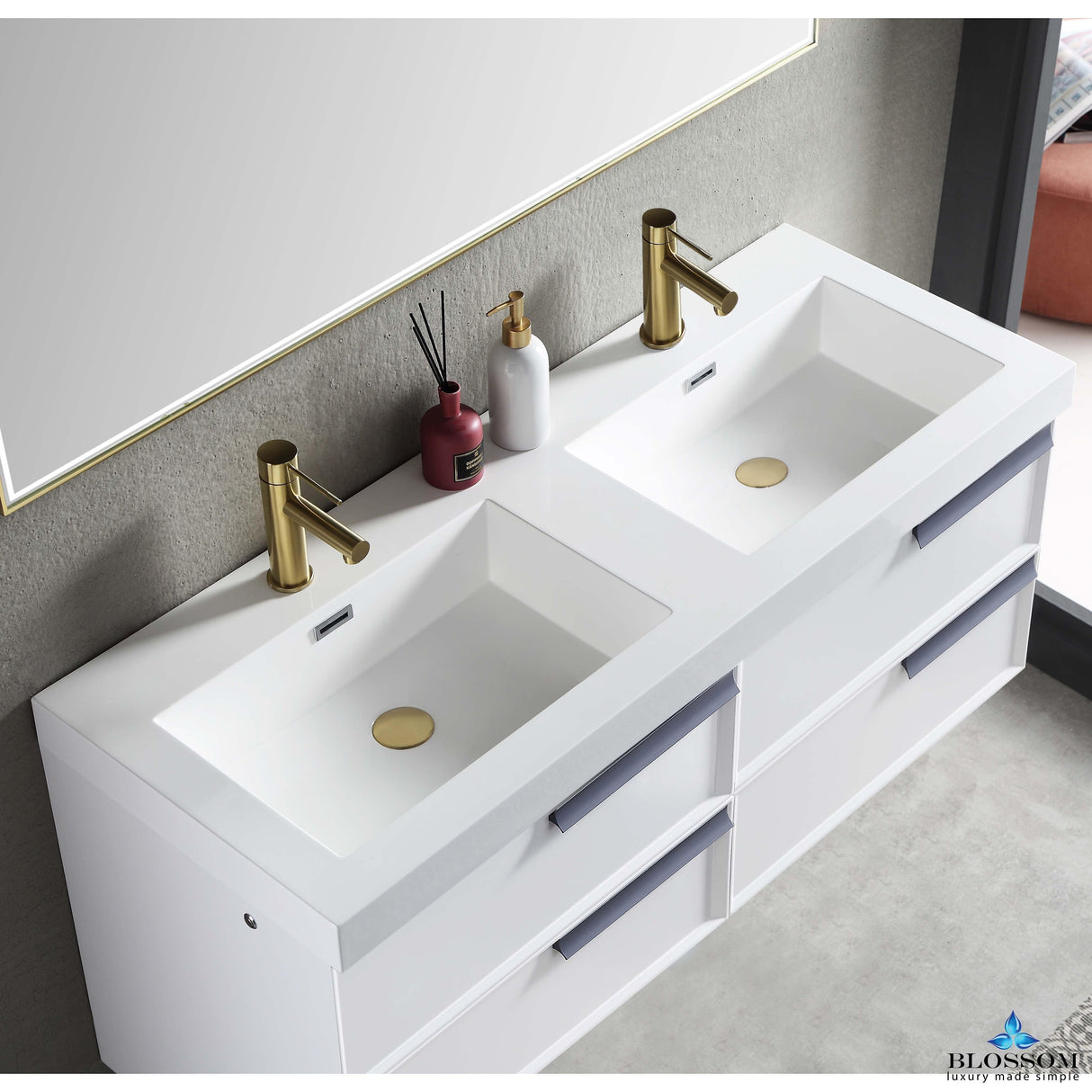 Blossom Sofia 48" Double Vanity in White / Matte Gray with Acrylic Sinks