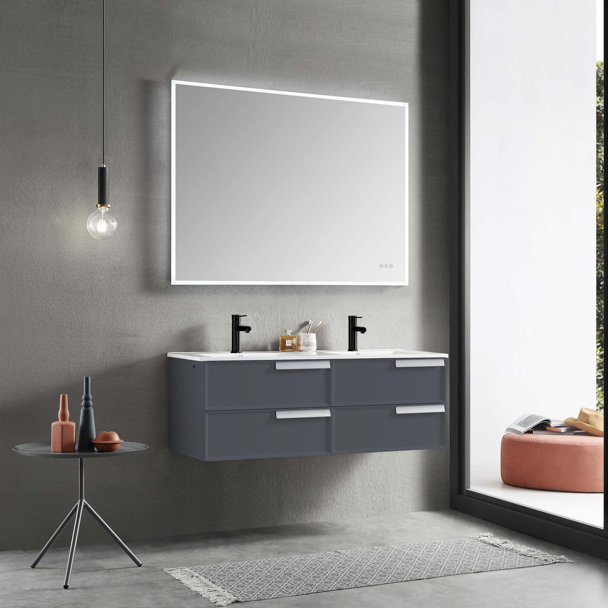 Blossom Sofia 48" Double Vanity in White / Matte Gray with Acrylic Sinks
