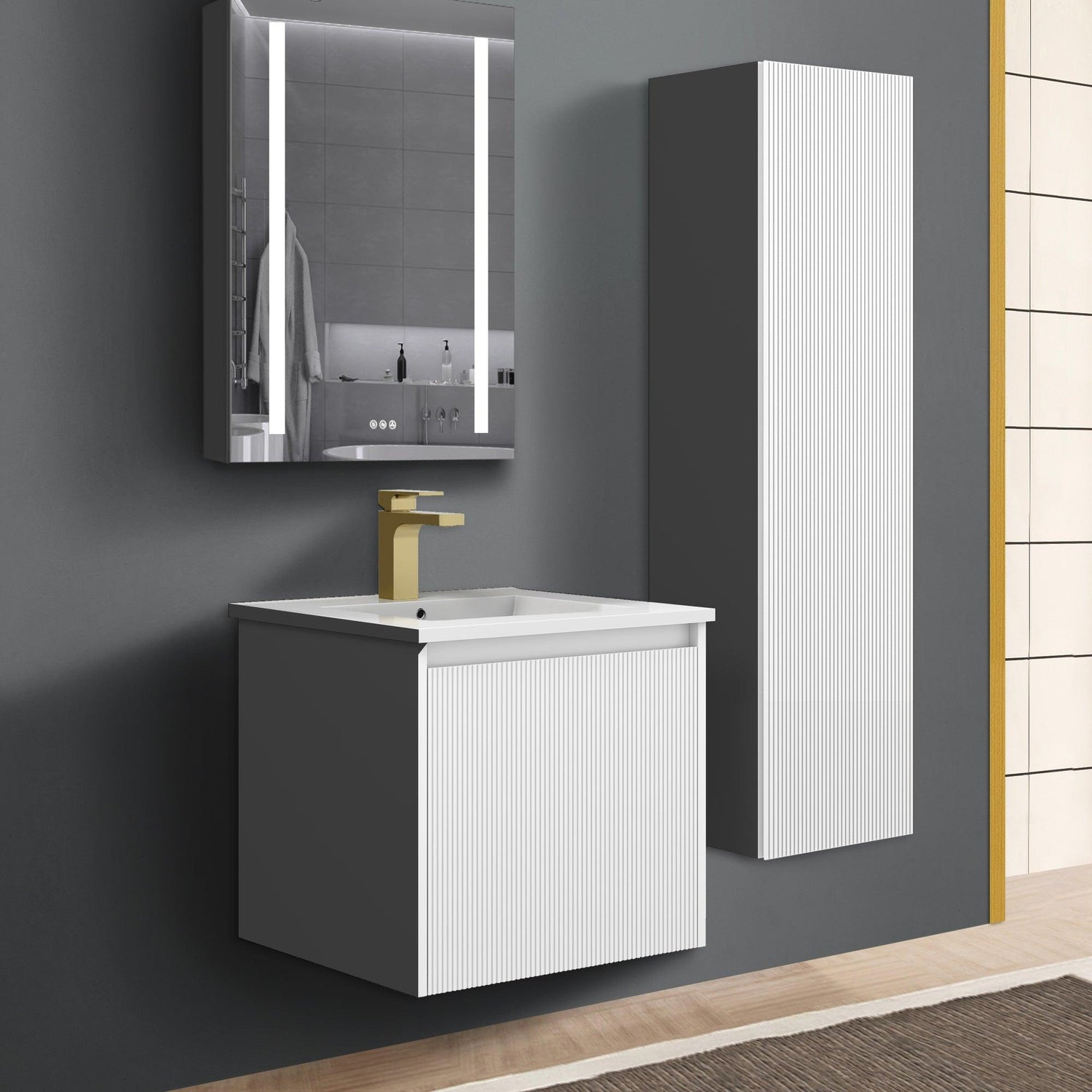 Blossom Positano 20" Complete Floating Vanity Set for Small Bathrooms with Side Cabinet