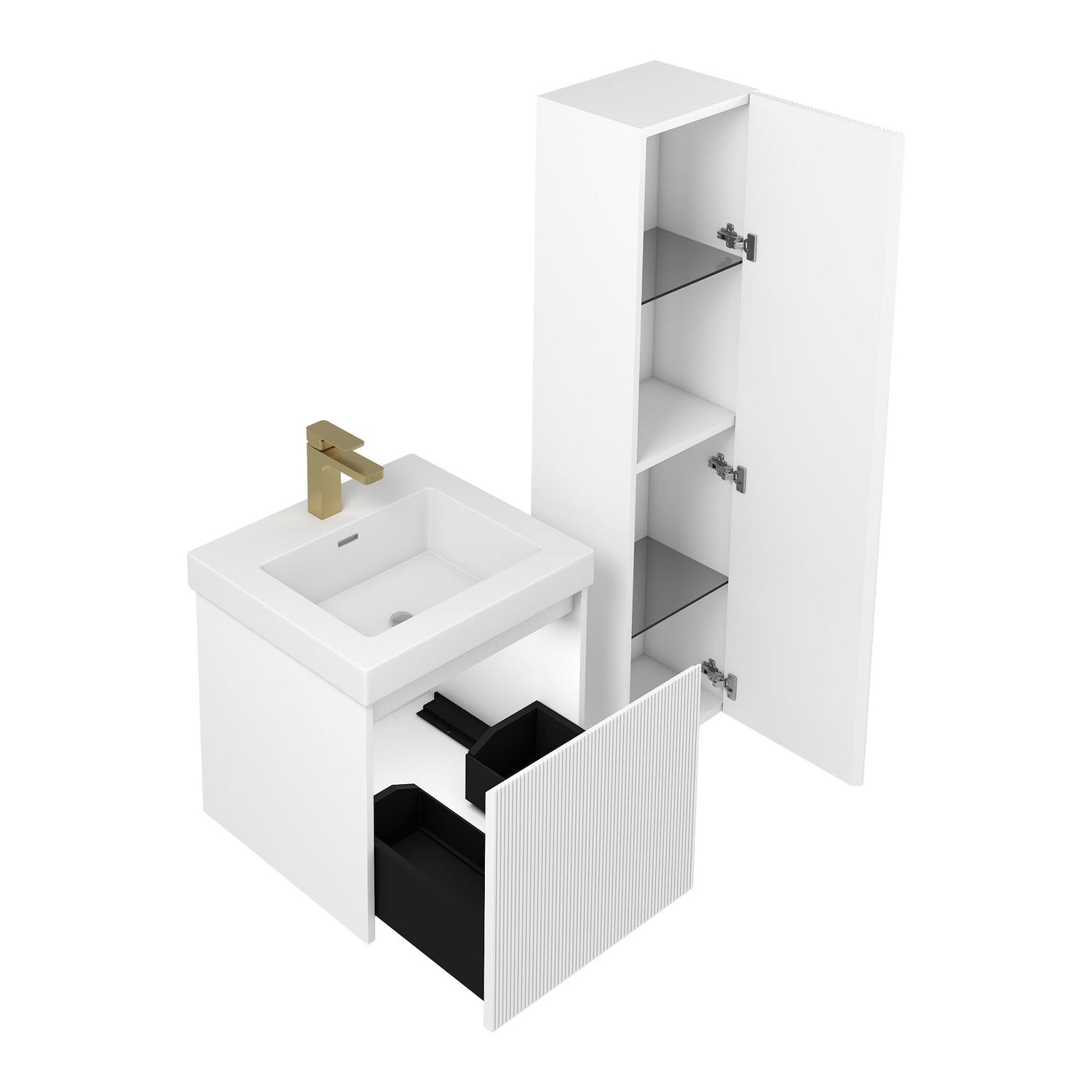 Blossom Positano 20" Complete Floating Vanity Set for Small Bathrooms with Side Cabinet