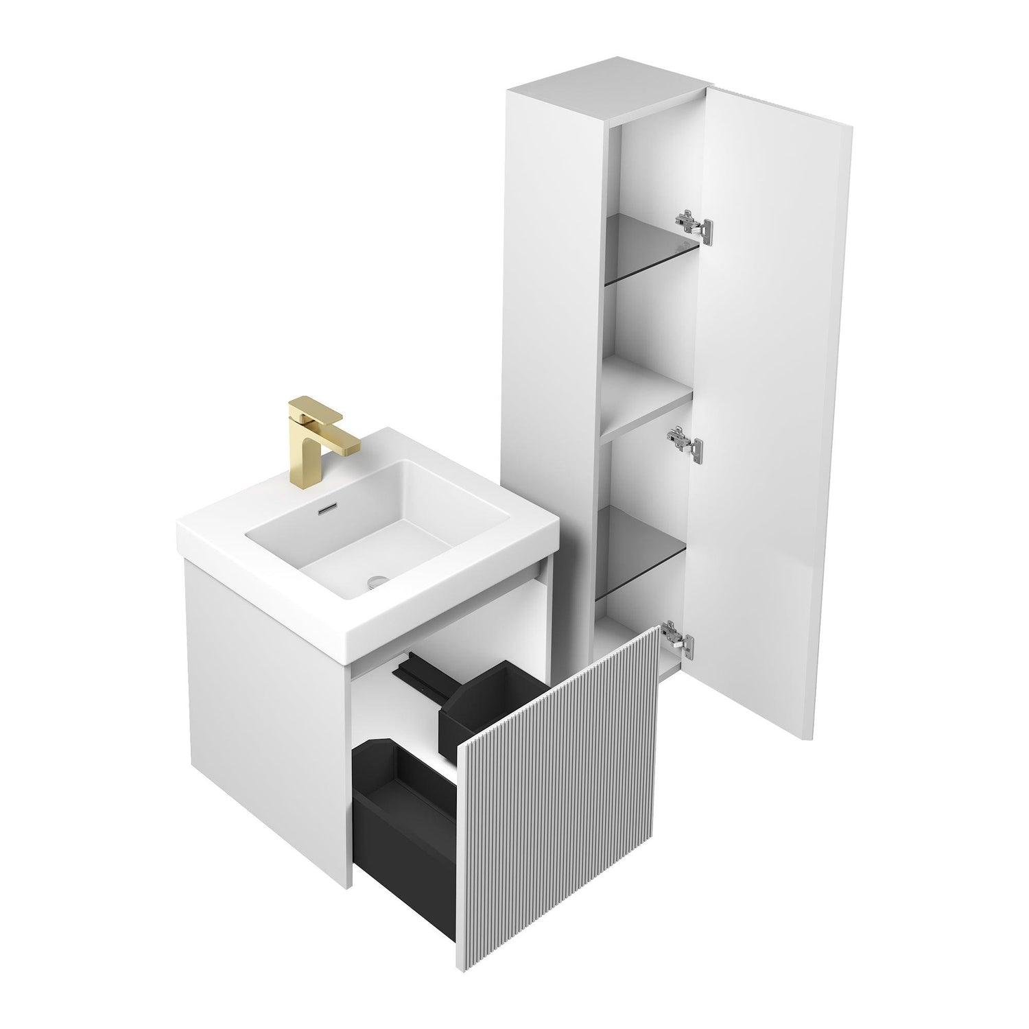 Blossom Positano 20" Complete Floating Vanity Set for Small Bathrooms with Side Cabinet
