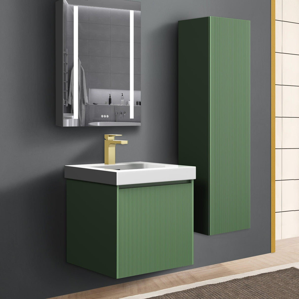 Blossom Positano 20" Complete Floating Vanity Set for Small Bathrooms with Side Cabinet