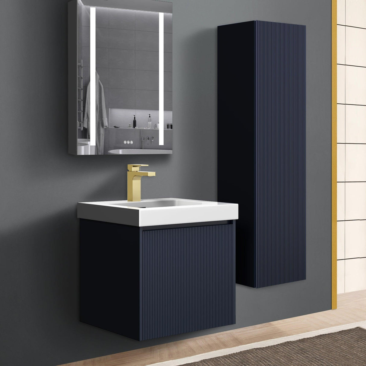 Blossom Positano 20" Complete Floating Vanity Set for Small Bathrooms with Side Cabinet