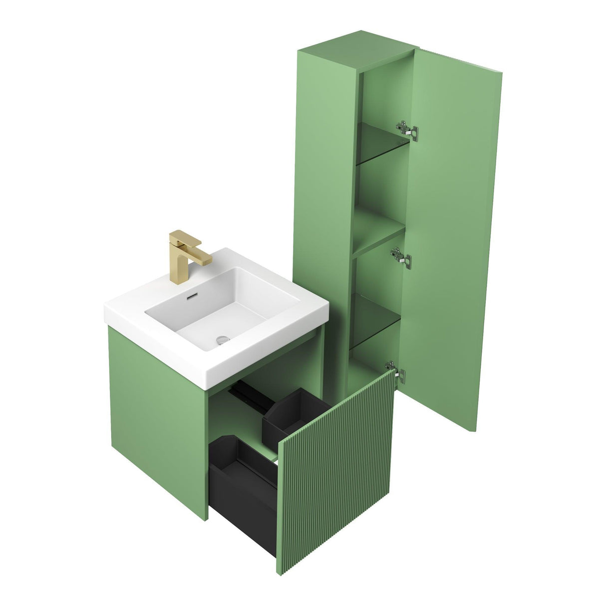 Blossom Positano 20" Complete Floating Vanity Set for Small Bathrooms with Side Cabinet